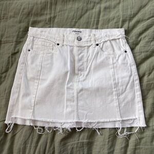FRAME DENIM Jean Skirt Size‎ 28 White Nouveau Le Mix Mini Distressed Raw Hem